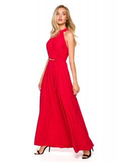 Połyskująca suknia wieczorowa B721 czerwona