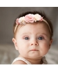 Opaska niemowlęca z kwiatkami OP202 róż/ecru