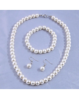 Komplet z pereł dla dziewczynek BZ201 kolor perłowy