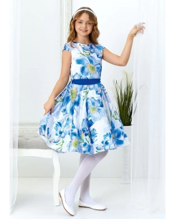 Suknia w duże niebieskie kwiaty 122 - 164 Alice