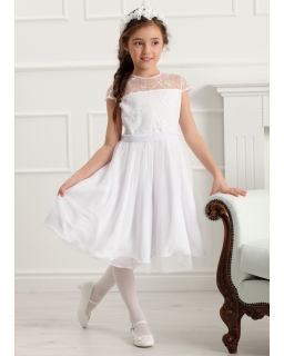Wizytowa sukienka dziewczęca 128-158 Rebecca biała 1