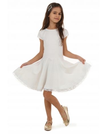 Sukienka dla dziewczynki, elegancka, bawełniana, kremowa, biała 122