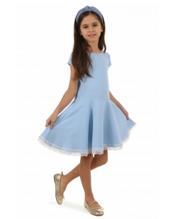 Sukienka dla dziewczynki, elegancka, bawełniana, niebieska, błękit 134