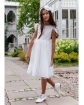 Sukienka dla dziewczynki ecru z piórkami na komunię 140