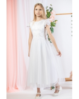 Sukienka komunijna dla dziewczynki 134-164 W-409 biała