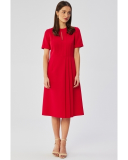 Sukienka damska z zakładkami ST361 czerwona