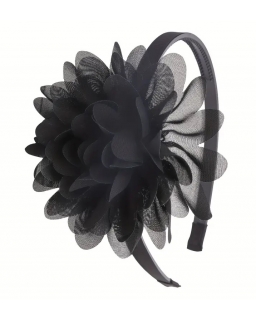Opaska z szyfonowym kwiatem OP210 czarna