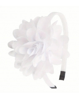 Opaska z szyfonowym kwiatem OP210 biała