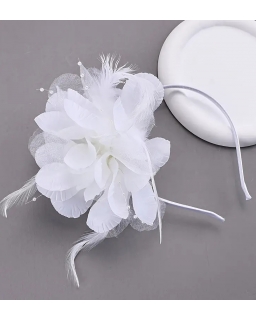 Biała opaska z piórkami na wesele dla dziewczynki dla kobiety