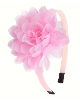 Opaska z szyfonowym kwiatem OP210 różowa