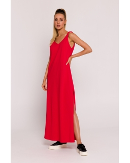 Sukienka z głębokim dekoltem ME791 czerwona